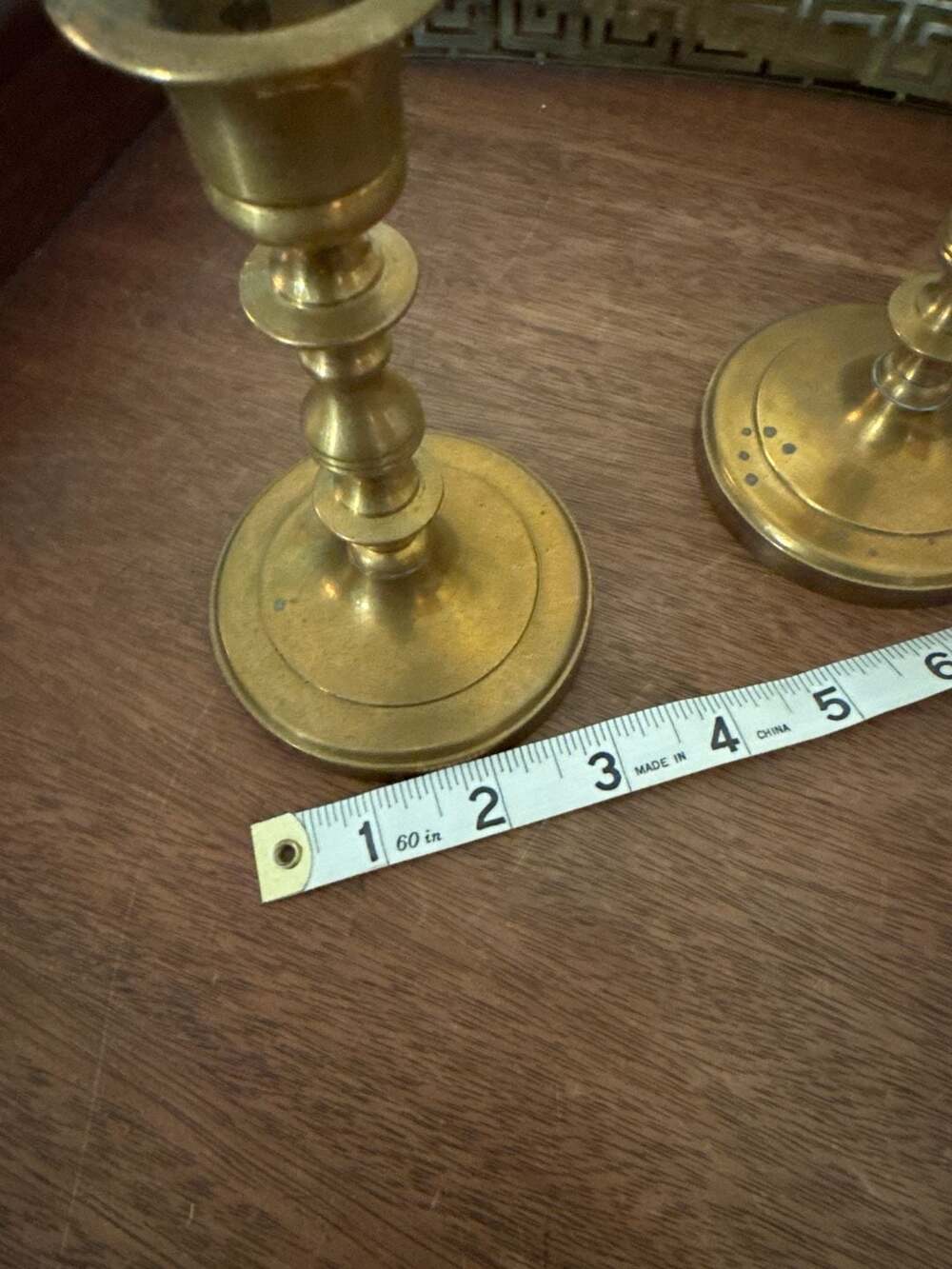 Vintage Pair of Enesco Solid Brass Taper Candlesticks Holders - Picture 7 of 7